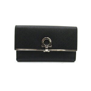 Salvatore Ferragamo Gancini Double Hook Wallet Leather Black